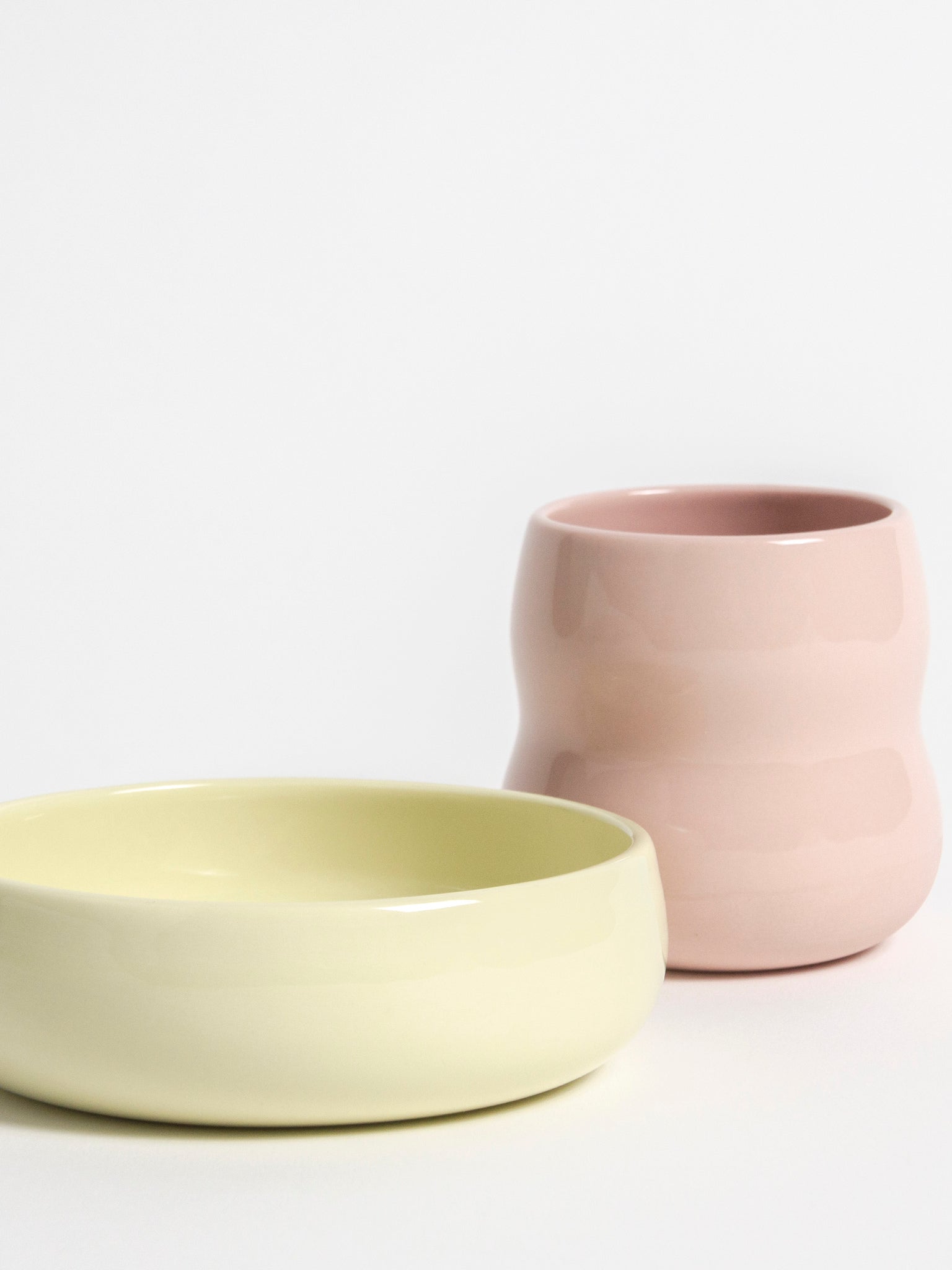Set aus Kinderbecher & Kinderschüssel Rosé/Limone