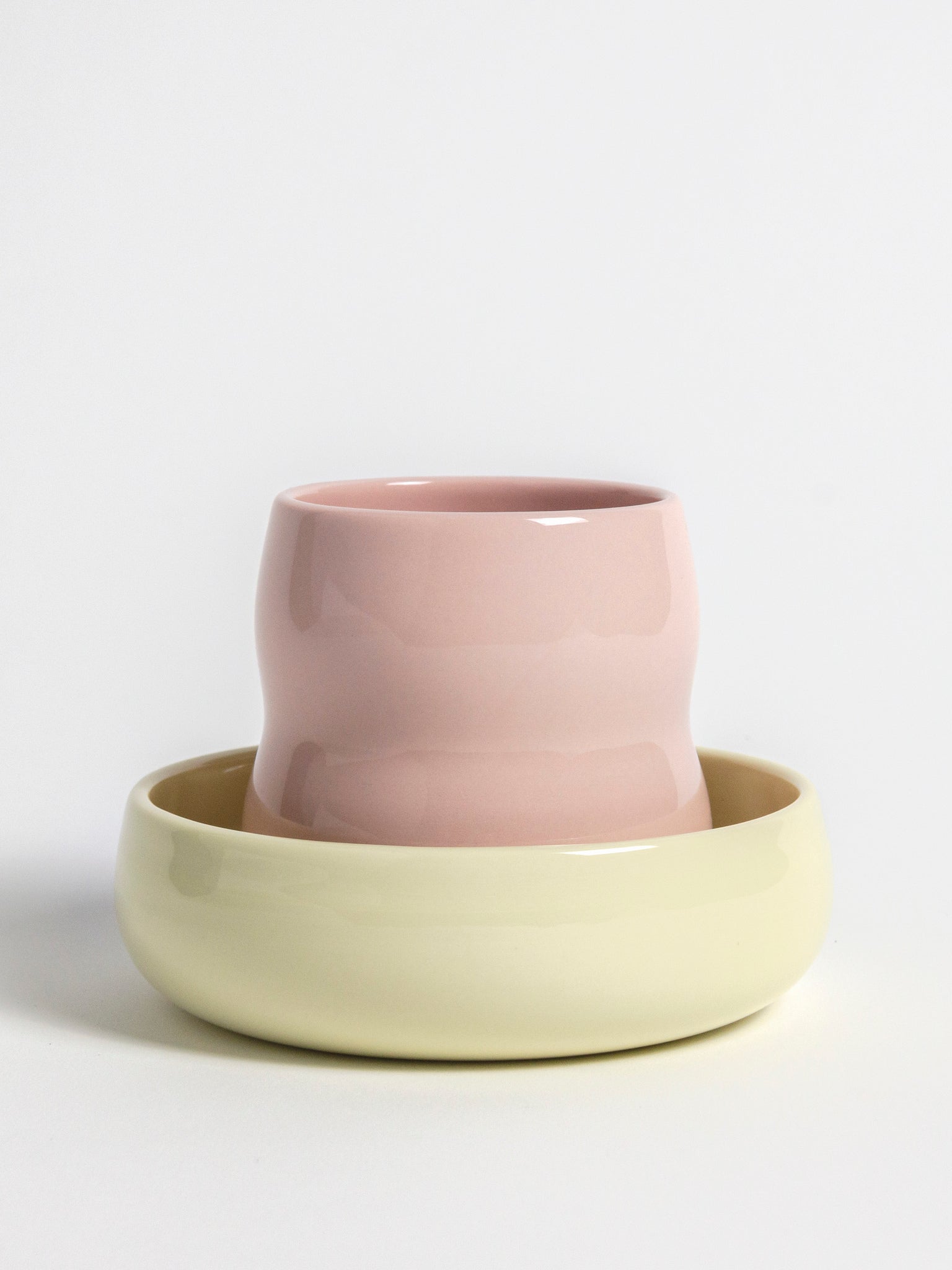 Set aus Kinderbecher & Kinderschüssel Rosé/Limone